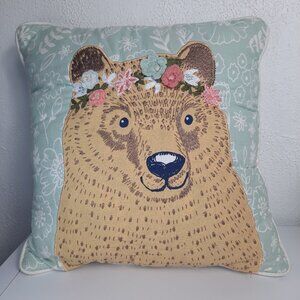 Target Pillowfort Kids Nursery Floral Bear Decorative Throw Pillow, Girls Room